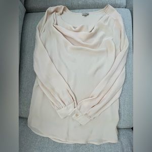 Ladies, peach cream, long sleeve cow neck blouse